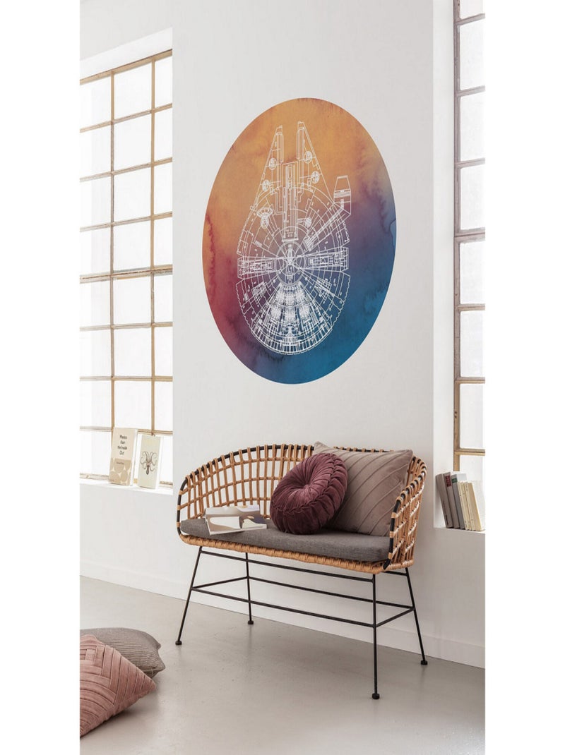 Poster autocollant forme ronde Star Wars Millennium Falcon - 125 cm Multicolore - Kiabi