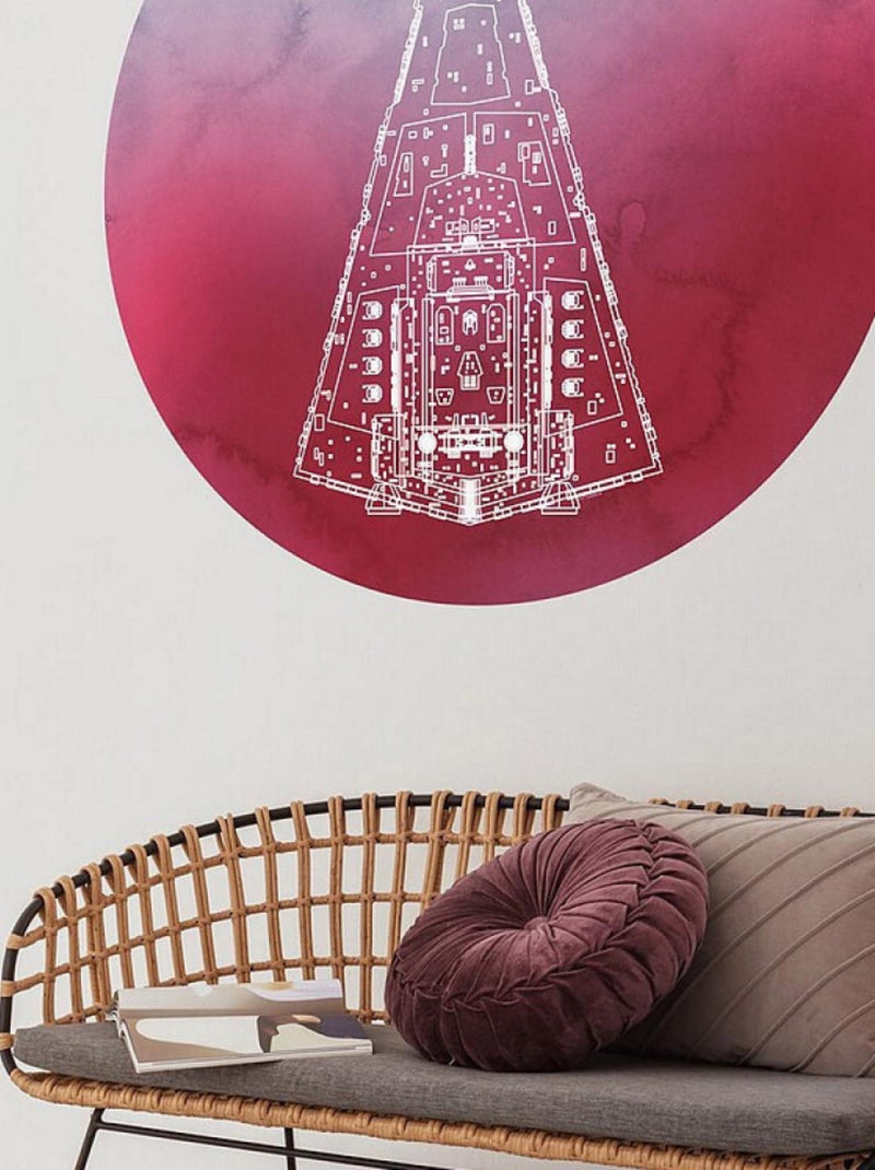 Poster autocollant forme ronde Star Wars Star Destroyer - 125 cm Multicolore - Kiabi