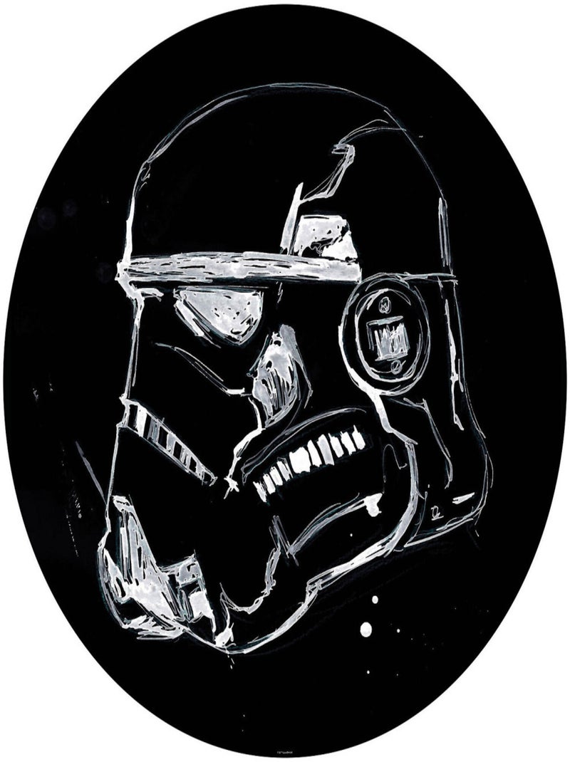 Poster autocollant forme ronde Star Wars Stormtrooper sur fond noir - 125 cm Multicolore - Kiabi