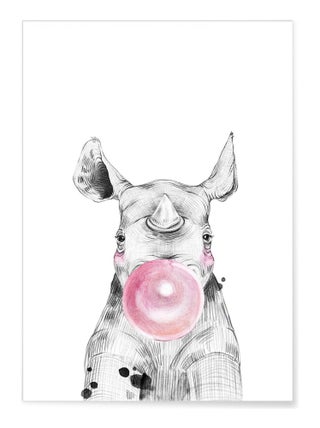 Poster Bulle de Rhinocéros Rose