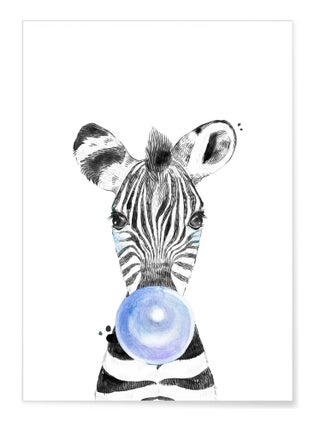 Poster Bulle de Zèbre bleue