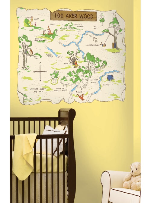 Poster carte murale 100 Aker Wood Winnie l'Ourson Disney - Kiabi