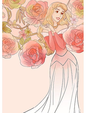 Poster d'Art - La Belle Au Bois Dormant Avec Des Roses - 30x40 cm