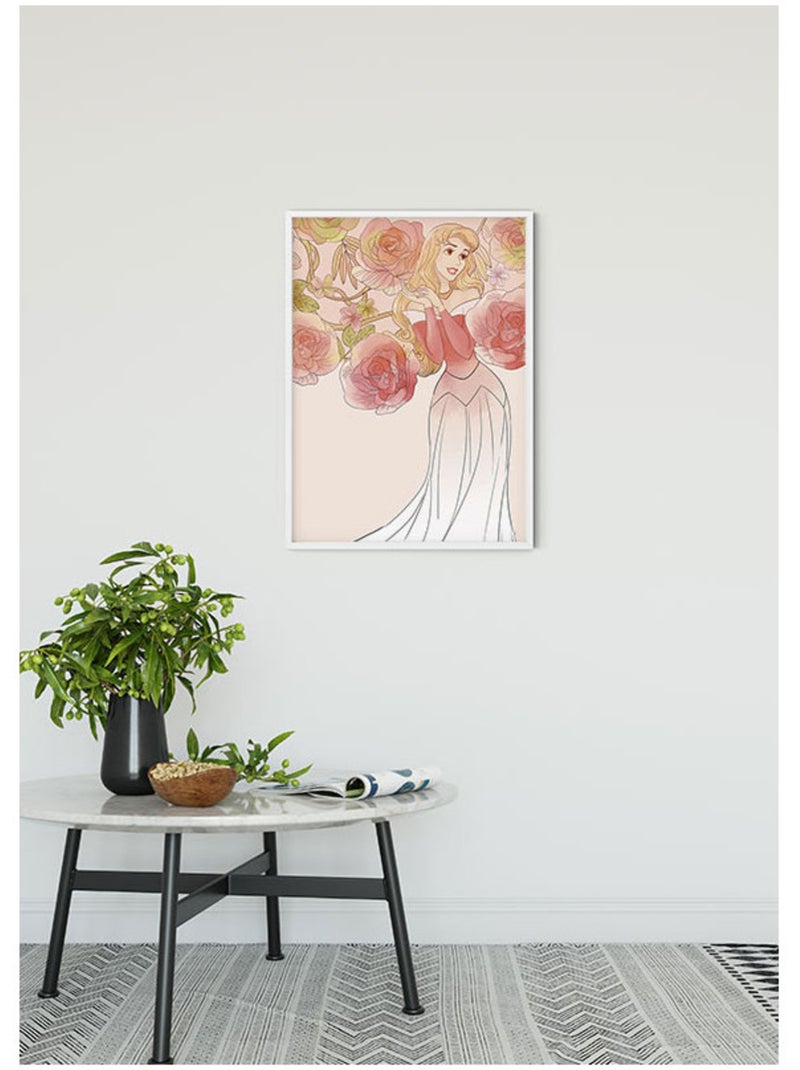 Poster d'Art - La Belle Au Bois Dormant Avec Des Roses - 30x40 cm Multicolore - Kiabi