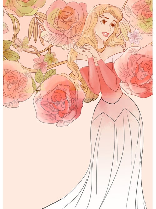 Poster d'Art - La Belle Au Bois Dormant Avec Des Roses - 40x50 cm - Kiabi