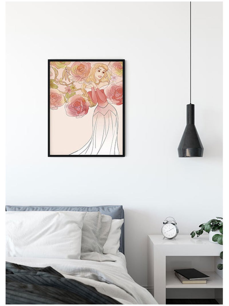 Poster d'Art - La Belle Au Bois Dormant Avec Des Roses - 40x50 cm Multicolore - Kiabi