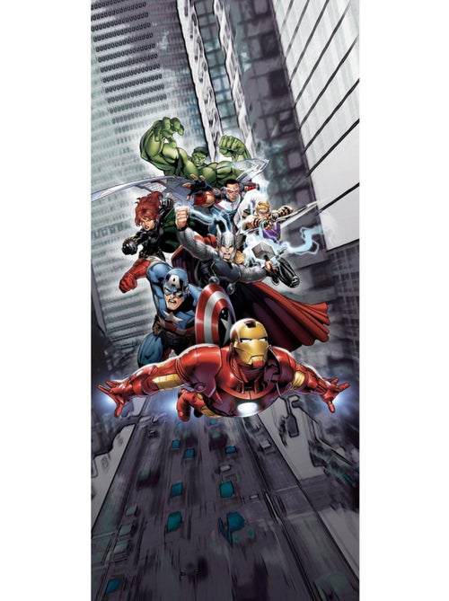 Poster de porte Intissé - Disney Marvel - les Avengers qui volent - 90 cm x 202 cm - Kiabi