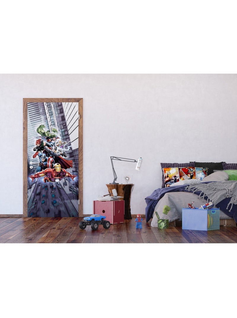 Poster de porte Intissé - Disney Marvel - les Avengers qui volent - 90 cm x 202 cm Multicolore - Kiabi