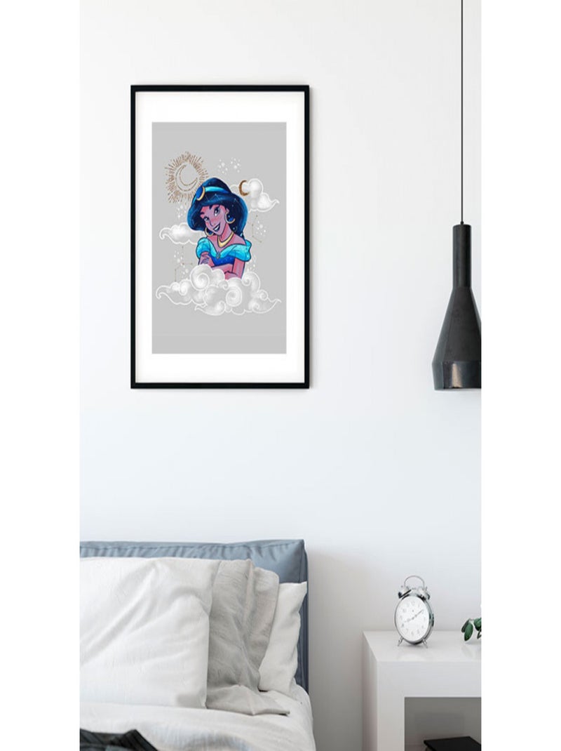 Poster Disney Aladdin - Jasmine portrait dans les nuages 40 cm x 50 cm Multicolore - Kiabi