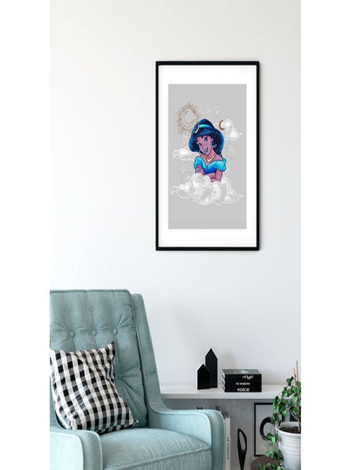 Poster Disney Aladdin - Jasmine portrait dans les nuages 40 cm x 50 cm - Kiabi