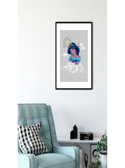 Poster Disney Aladdin - Jasmine portrait dans les nuages 50 cm x 70 cm - Kiabi