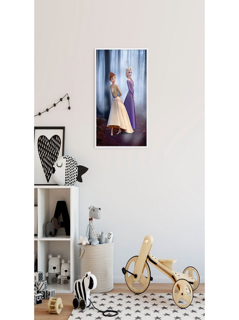 Poster Disney La Reine des Neiges 2 - Anna et Elsa se promènent en forêt 50 cm x 70 cm Multicolore - Kiabi
