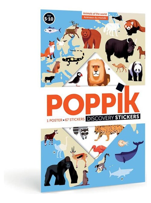 Poster Educatif Avec Ses Stickers - Les Animaux Du Monde - Kiabi