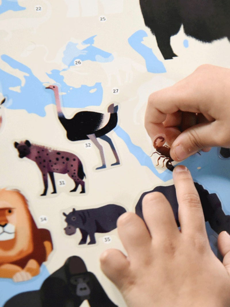 Poster Educatif Avec Ses Stickers - Les Animaux Du Monde N/A - Kiabi