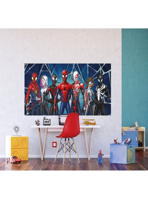 Poster géant - Disney Marvel Avengers Spiderman Miles Morales 7 personnages debout- 202 cm x 90 cm - Kiabi