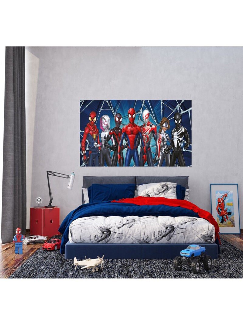 Poster géant - Disney Marvel Avengers Spiderman Miles Morales 7 personnages debout- 202 cm x 90 cm Multicolore - Kiabi