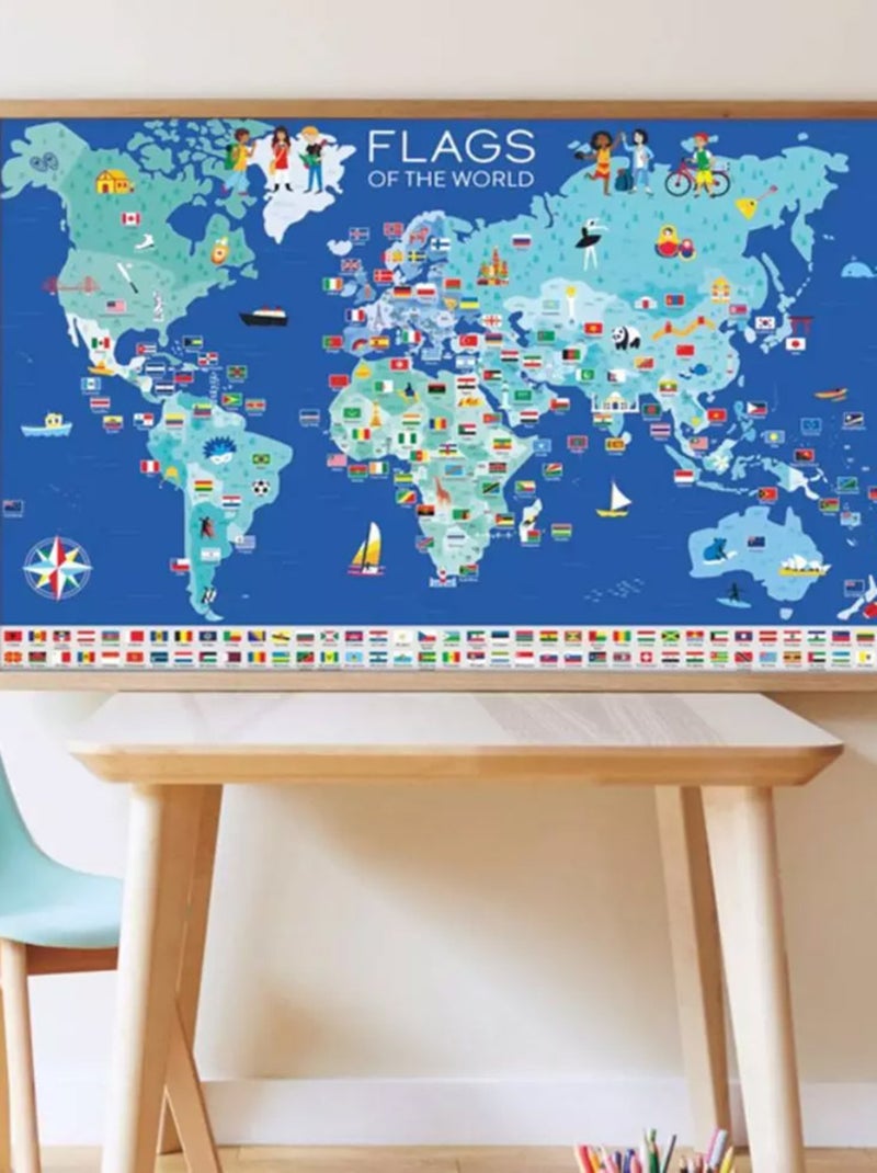 Poster géant 200 stickers Drapeaux N/A - Kiabi