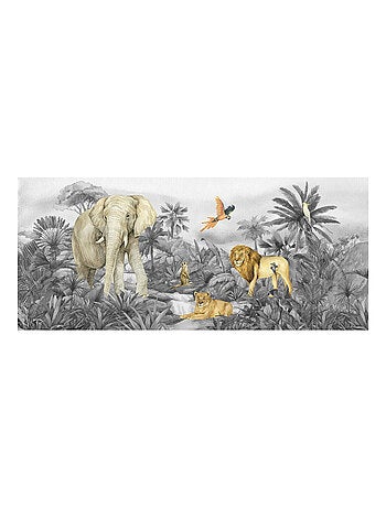 Poster géant animaux de la jungle en noir et blanc 170 x 75 CM