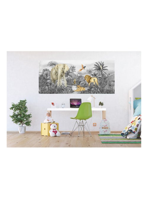 Poster géant  animaux de la jungle en noir et blanc  170 x 75 CM - Kiabi