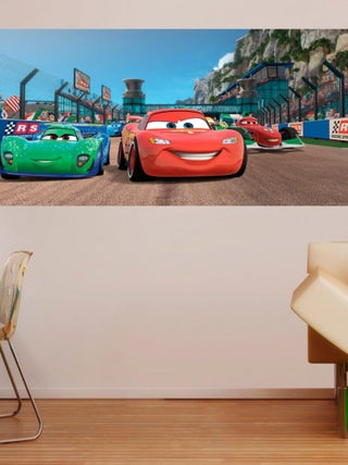 Poster géant Carla Veloso Cars Sur Piste Disney intisse 202X90 CM