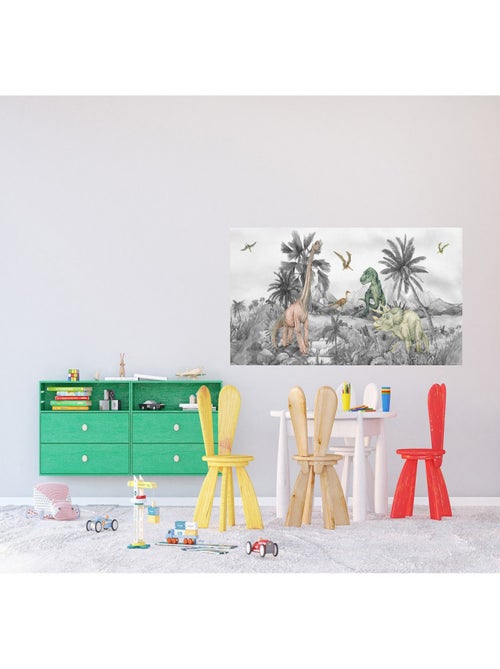Poster géant horizontal Dinosaure en noir et blanc 170 x 75 CM - Kiabi