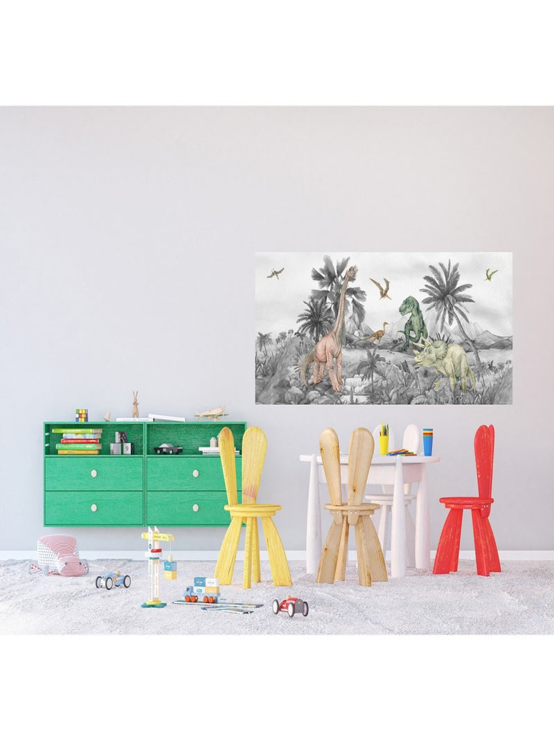 Poster géant horizontal Dinosaure en noir et blanc 170 x 75 CM Multicolore - Kiabi