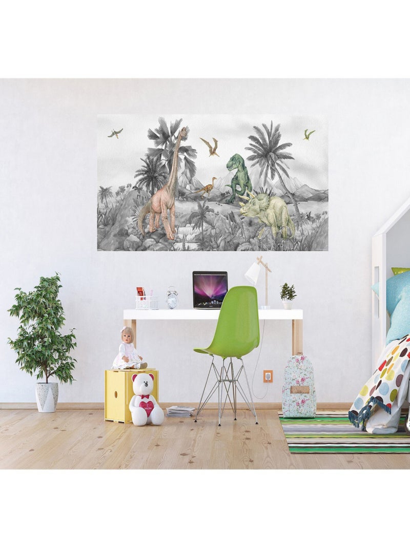 Poster géant horizontal Dinosaure en noir et blanc 170 x 75 CM Multicolore - Kiabi