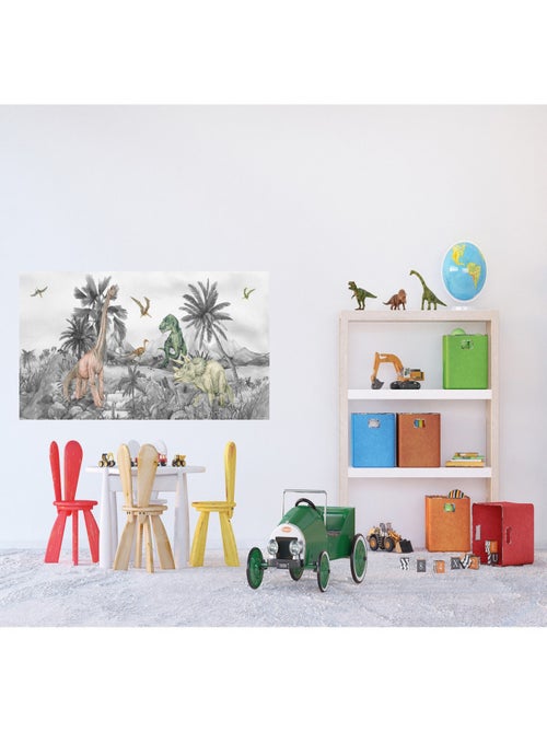 Poster géant horizontal Dinosaure en noir et blanc 170 x 75 CM - Kiabi