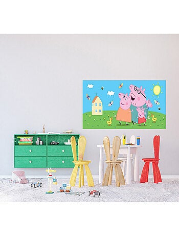 Poster géant horizontal Peppa pig avec sa famille 170 x 75 CM