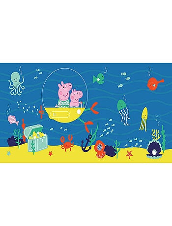 Poster géant horizontal Peppa pig avec sa famille dans l'eau 170 x 75 CM