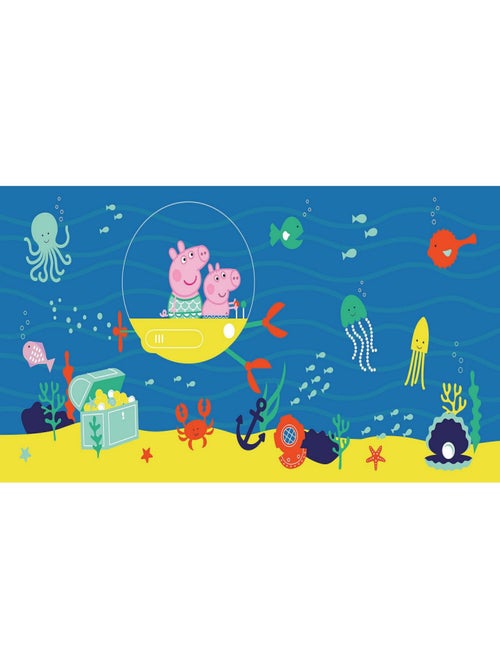 Poster géant horizontal Peppa pig avec sa famille dans l'eau 170 x 75 CM - Kiabi