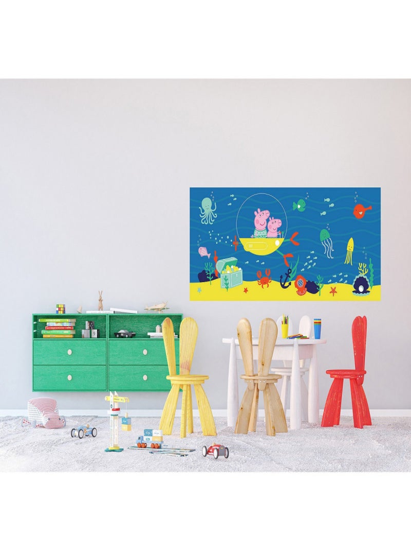 Poster géant horizontal Peppa pig avec sa famille dans l'eau 170 x 75 CM Multicolore - Kiabi