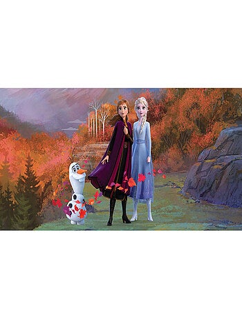 Poster géant Intissé - Disney La Reine des Neiges 2 - modèle Anna Elsa et Olaf dans la forêt 202 cm
