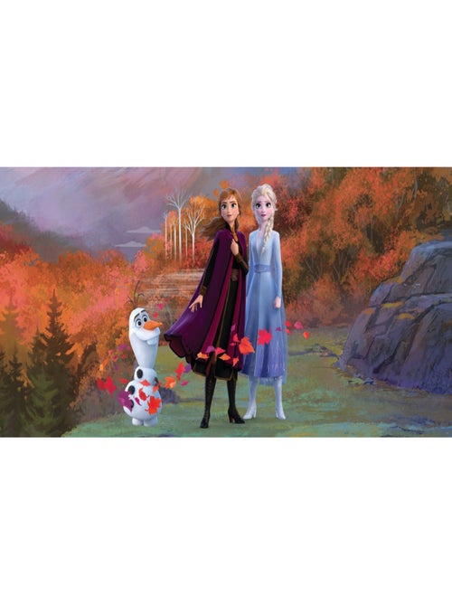 Poster géant Intissé - Disney La Reine des Neiges 2 - modèle Anna Elsa et Olaf dans la forêt 202 cm - Kiabi