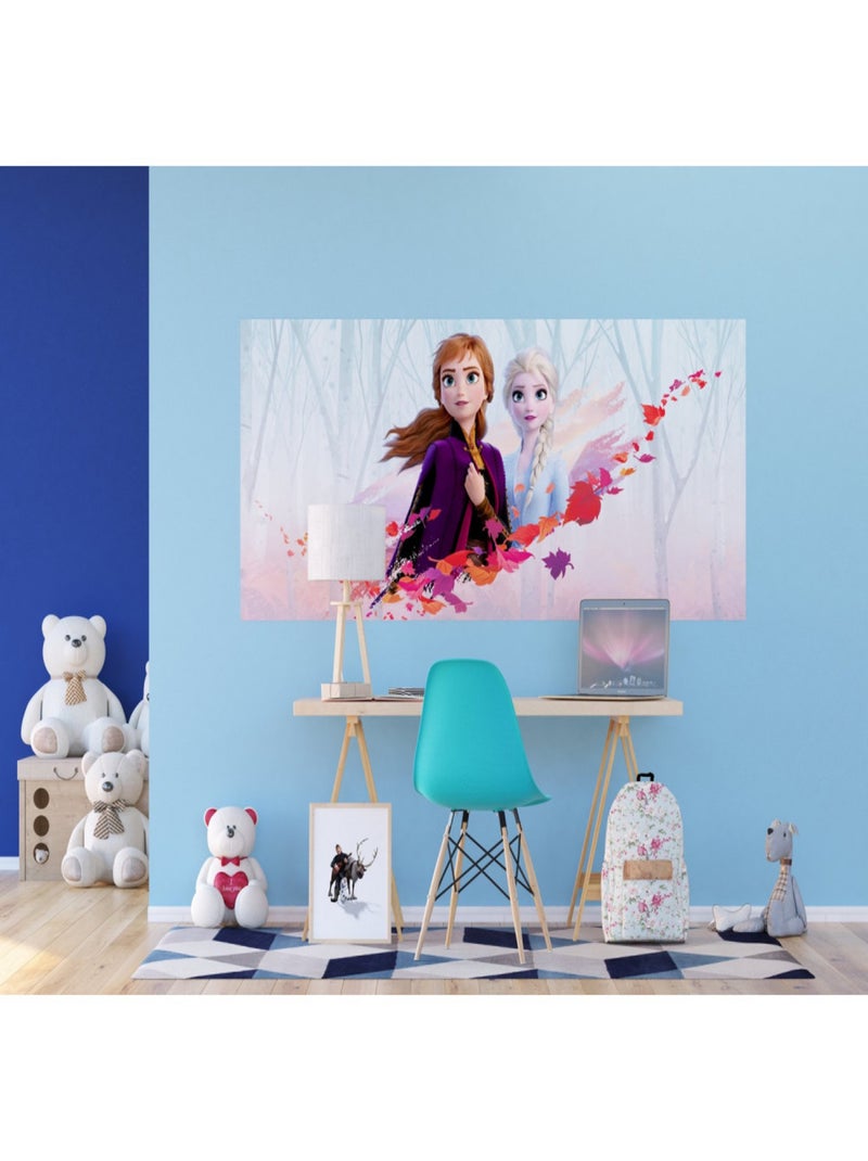 Poster géant Intissé - Disney La Reine des Neiges 2 - modèle Anna et Elsa vent d'automne 202 cm x 90 Multicolore - Kiabi