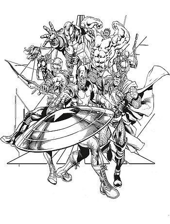 Poster géant intissé Avengers Noir et Blanc - 300 x 280 cm