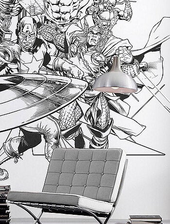 Poster géant intissé Avengers Noir et Blanc - 300 x 280 cm