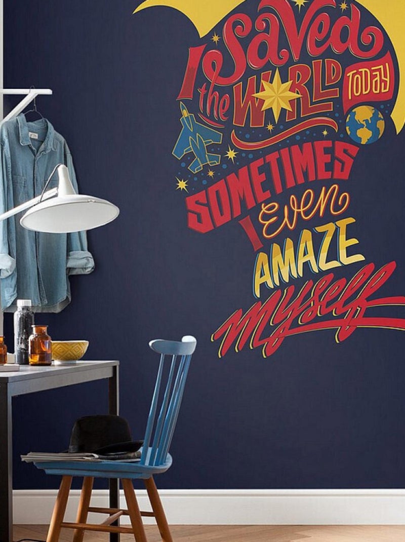 Poster géant intissé Captain Marvel Sauve le Monde - 250 x 280 cm Multicolore - Kiabi