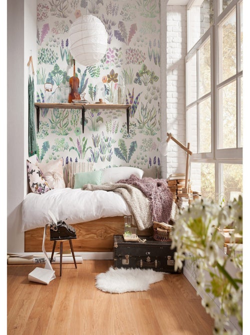 Poster géant intissé Ferme aux fleurs - 200 x 280 cm - Kiabi