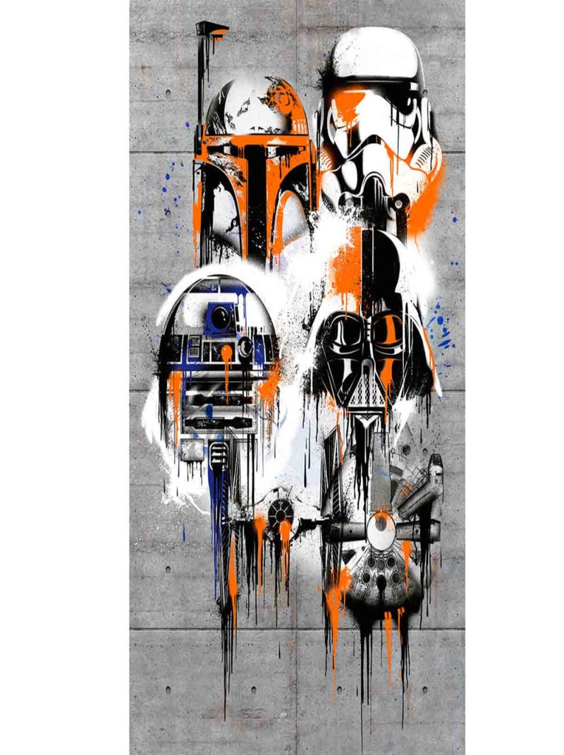 Poster géant intissé Personnages Star Wars en graffiti 120x200cm Multicolore - Kiabi