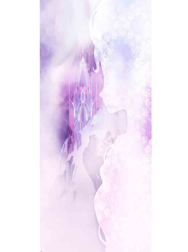 Poster géant intissé silhouette Elsa La Reine des Neiges Disney 120x200cm Blanc Violet Gris - Kiabi