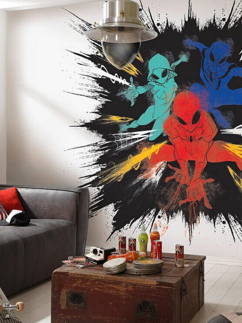 Poster géant intissé Spider-Man Explosion de Couleurs - 300 x 150 cm Multicolore - Kiabi
