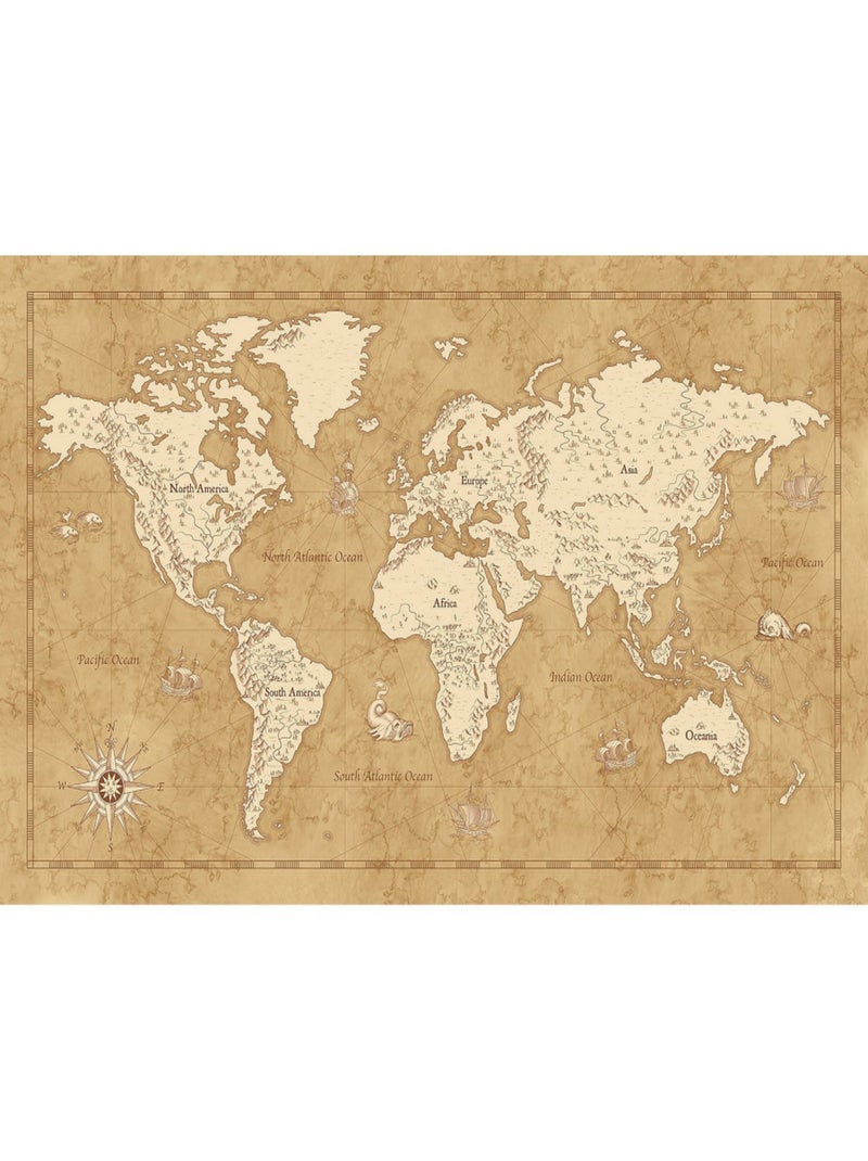 Poster géant intissé Vintage carte du monde - 500 x 280 cm Multicolore - Kiabi