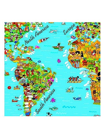 Poster géant XXL Map, Carte du Monde, photo murale, 375x270cm, 4 parties