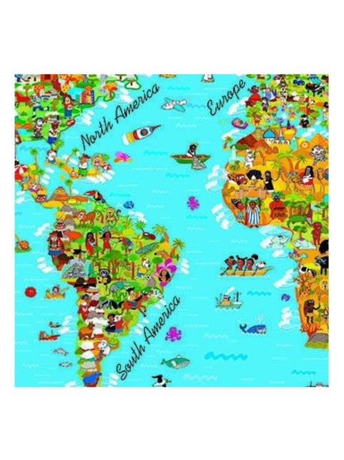 Poster géant XXL Map, Carte du Monde, photo murale, 375x270cm, 4 parties - Kiabi