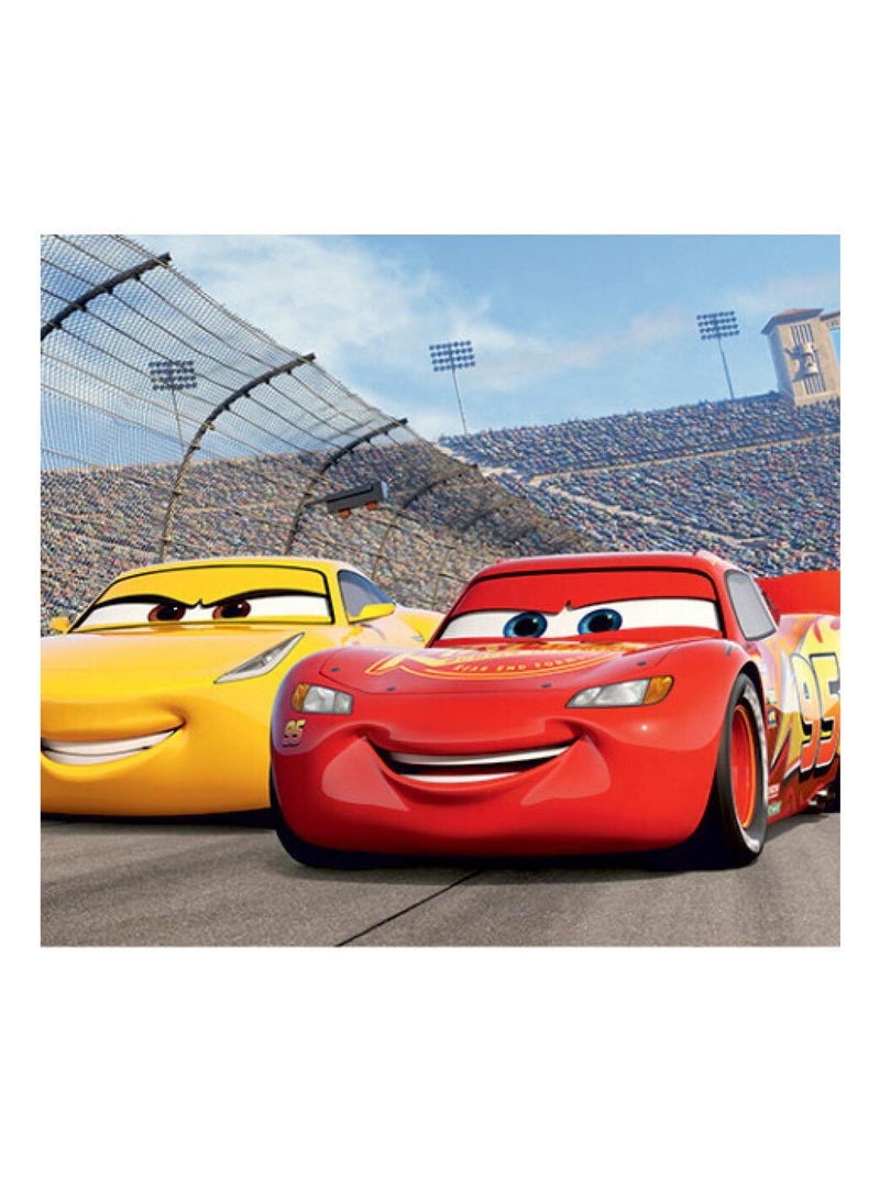 Poster horizontal Cars Flash McQueen et cruz Ramirez sur la piste de Disney intisse 202CM X 90CM Multicolore - Kiabi