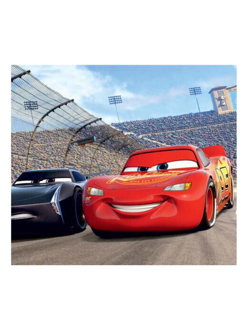Poster horizontal Cars Flash McQueen et Jackson Storm sur la piste de Disney intisse 202CM X 90CM Multicolore - Kiabi