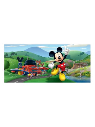 Poster horizontal Mickey Mouse devant son garage de Disney intisse 202CM X 90CM