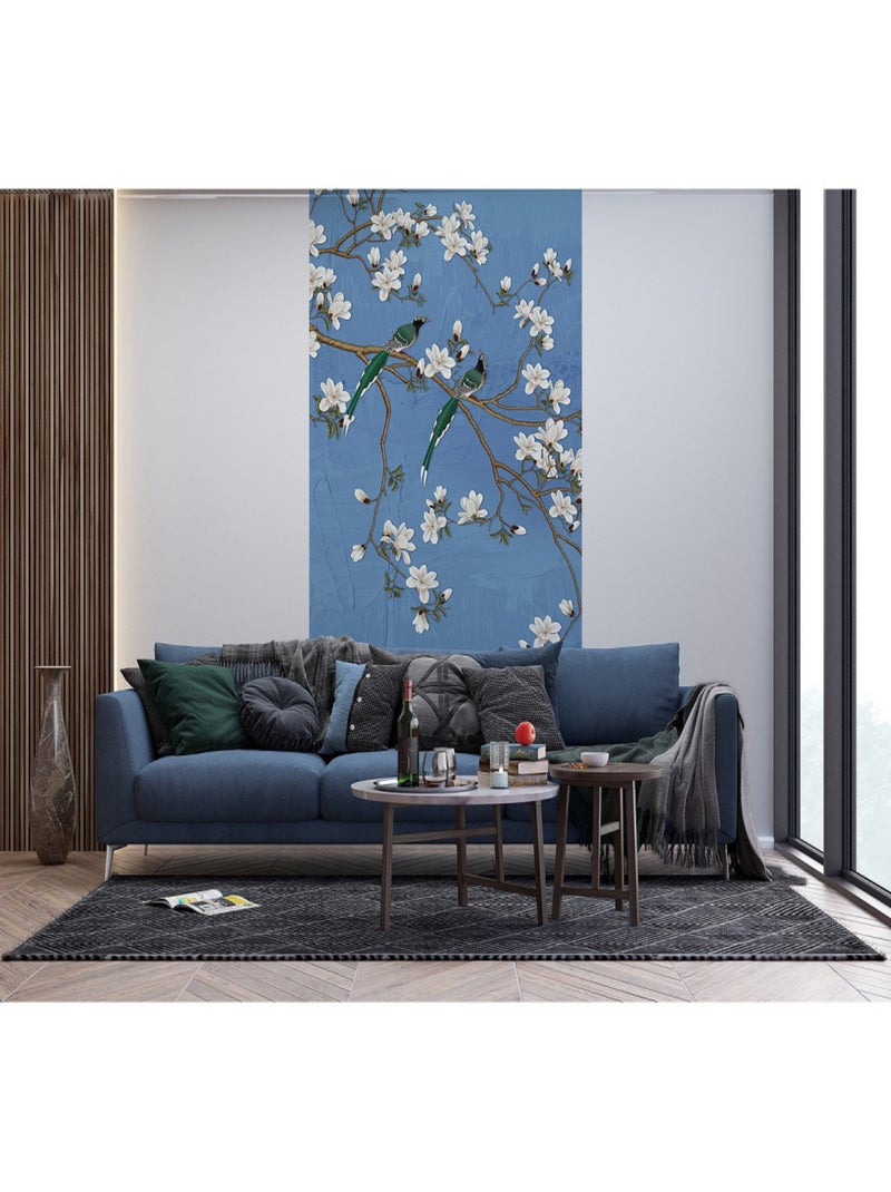 Poster intissé - arbre a fleurs blanches et ciel bleu - 150 x 270 cm Multicolore - Kiabi