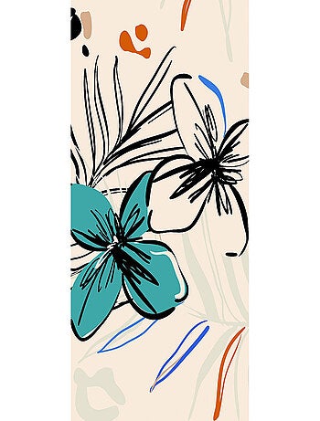 Poster intissé - dessin de fleurs bleues et fougère en peinture 150 x 270 cm